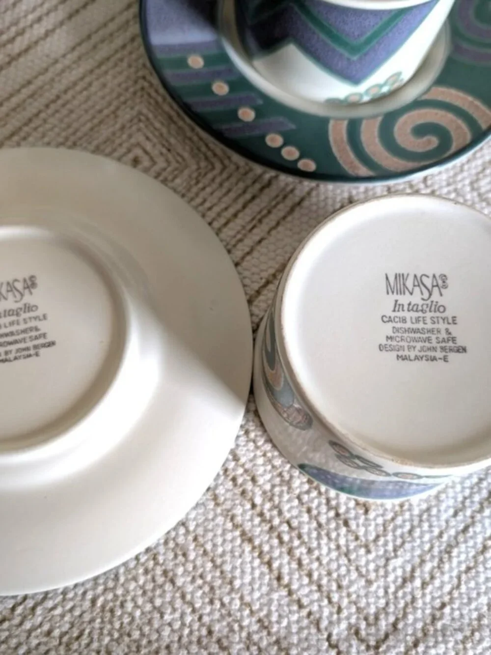 Vintage Mikasa Life Style CAC18 Coffee/Tea Cup and Saucer‎ Sets And A Canister